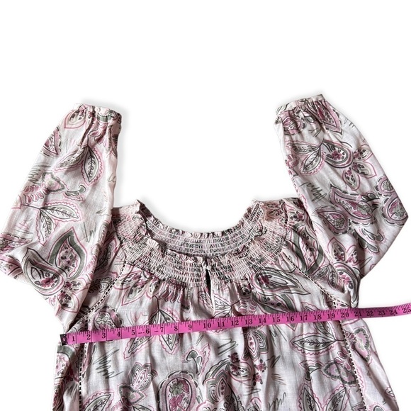 Zac & Rachel Women’s Pale Pink Floral Boho Crochet Detail Top, Size Medium - Picture 8 of 9